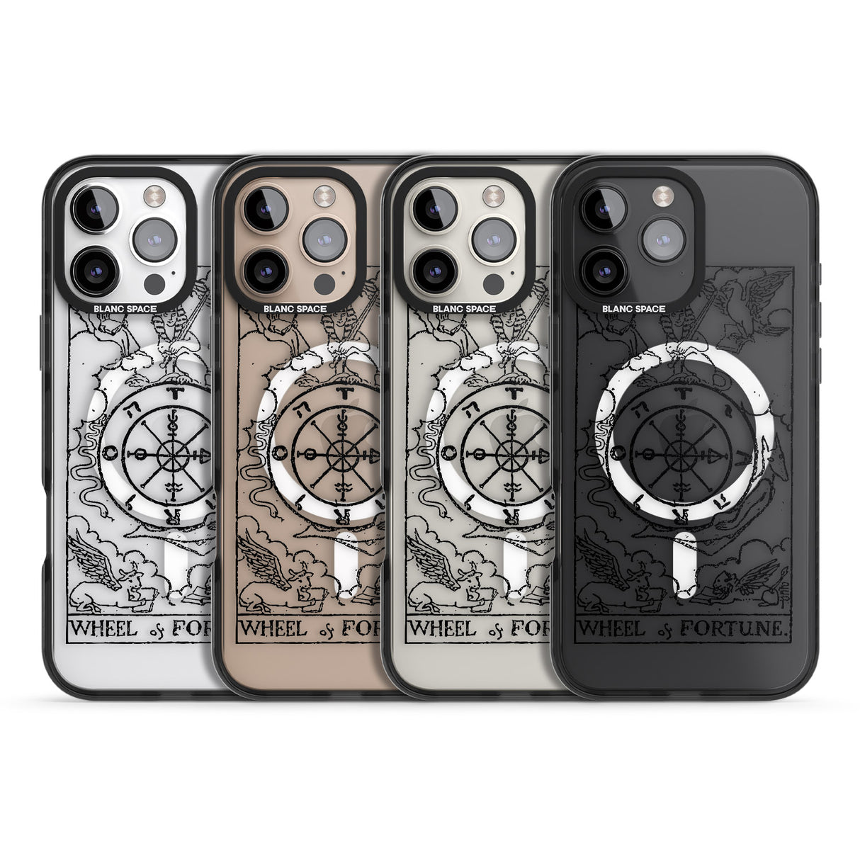 iPhone 16 Pro Max Personalised Wheel of Fortune Tarot Card - Transparent Black Impact Phone Case