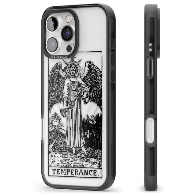 iPhone 16 Pro Max Personalised Temperance Tarot Card - Transparent Black Impact Phone Case