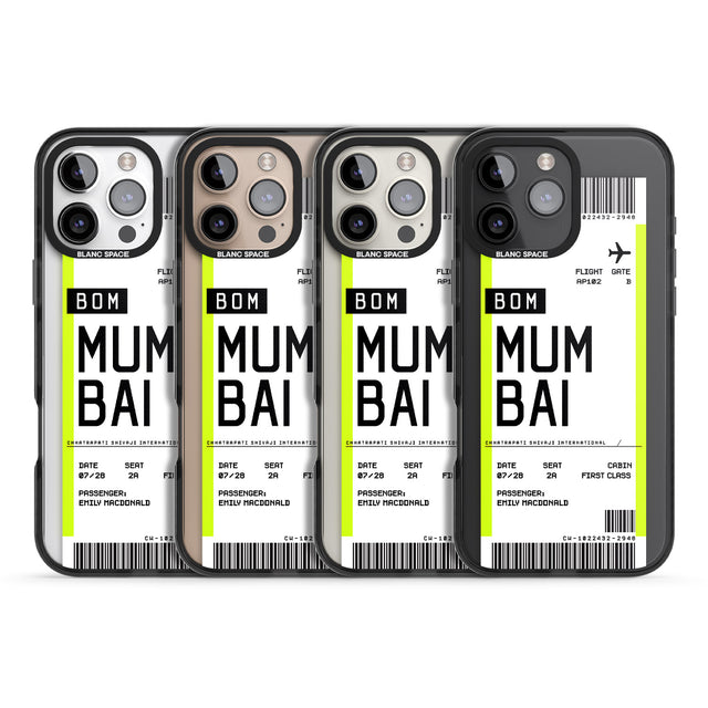 iPhone 16 Pro Max Personalised Mumbai Boarding Pass Black Impact Phone Case