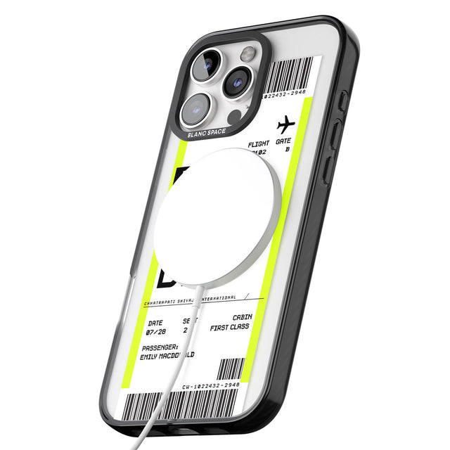 iPhone 16 Pro Max Personalised Mumbai Boarding Pass Black Impact Phone Case