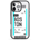 iPhone 16 Pro Max Personalised Boston Boarding Pass Black Impact Phone Case