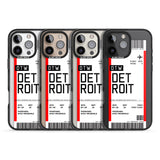 iPhone 16 Pro Max Personalised Detroit Boarding Pass Black Impact Phone Case