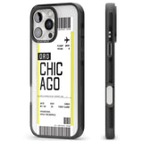 iPhone 16 Pro Max Personalised Chicago Boarding Pass Black Impact Phone Case