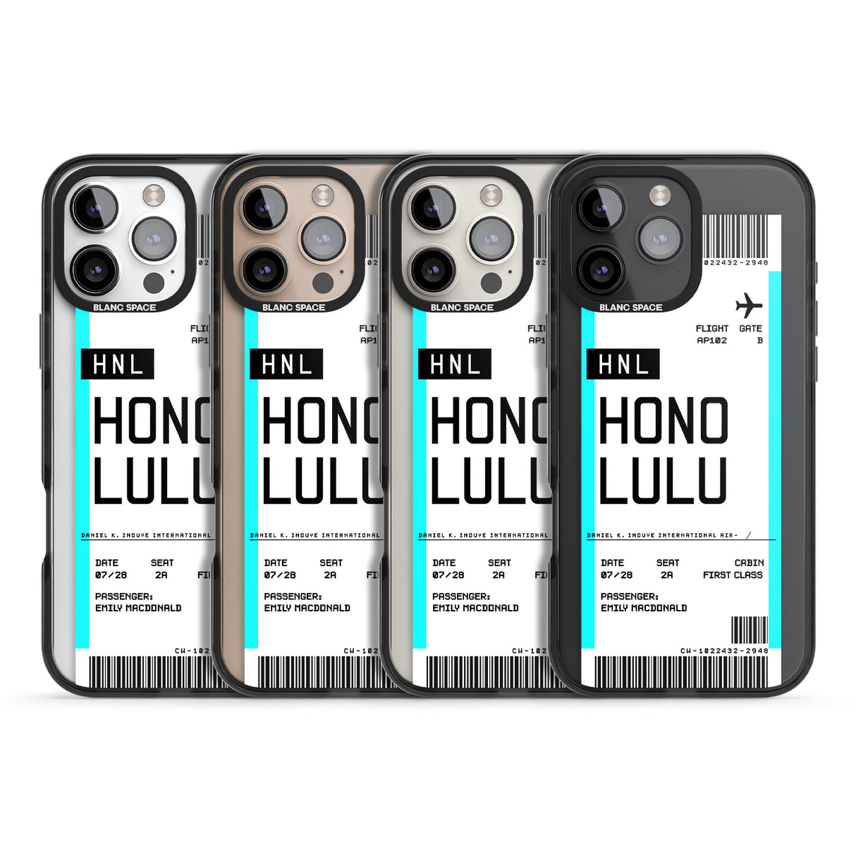 iPhone 16 Pro Max Personalised Honolulu Boarding Pass Black Impact Phone Case