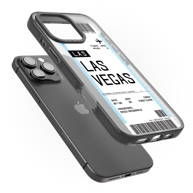 iPhone 16 Pro Max Personalised Las Vegas Boarding Pass Black Impact Phone Case