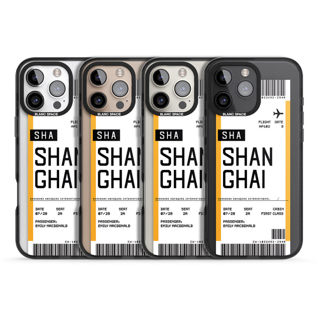 iPhone 16 Pro Max Personalised Shangai Boarding Pass Black Impact Phone Case