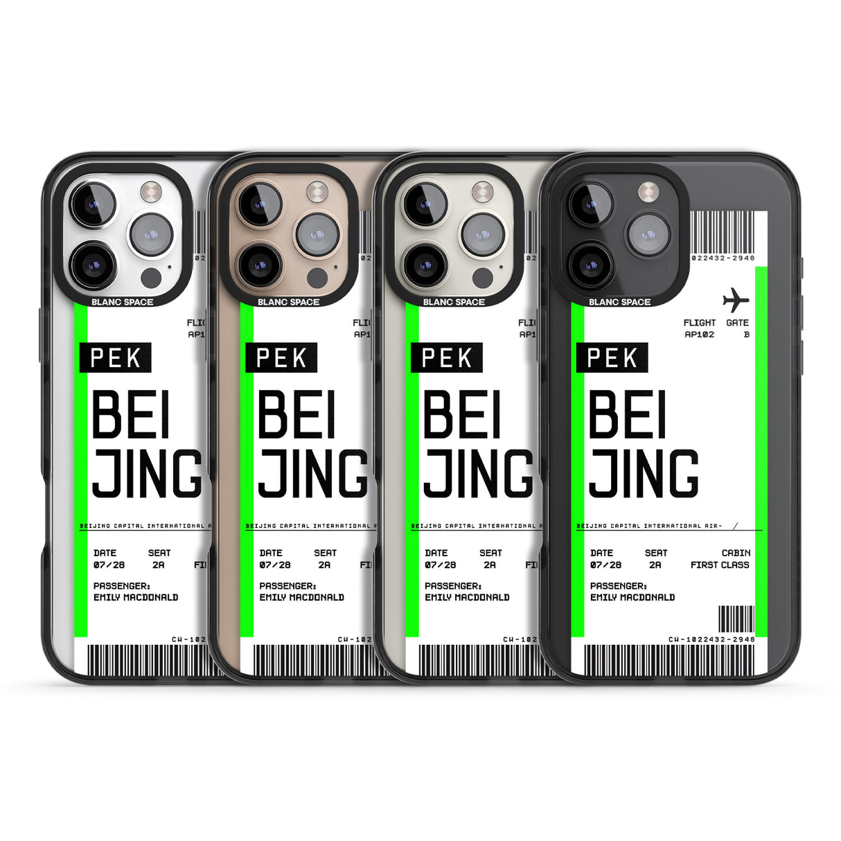 iPhone 16 Pro Max Personalised Beijing Boarding Pass Black Impact Phone Case