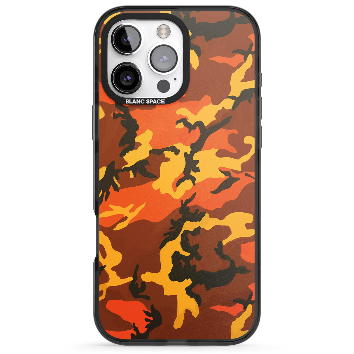 iPhone 16 Pro Max Orange Camo Black Impact Phone Case