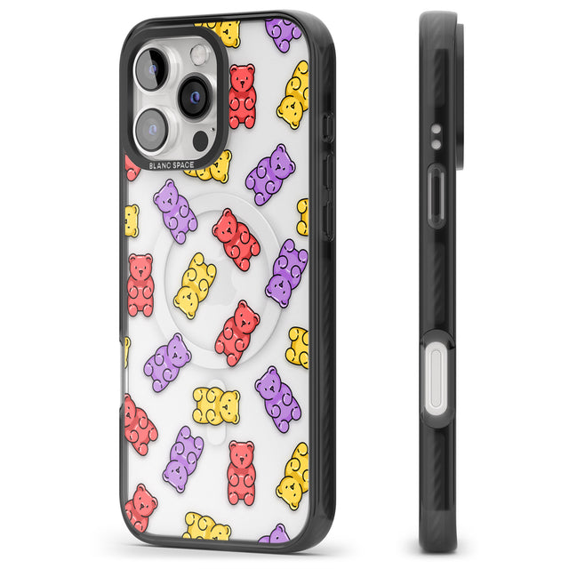 iPhone 16 Pro Max Gummy Bear Pattern Black Impact Phone Case