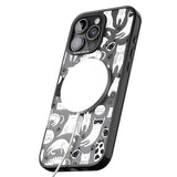 iPhone 16 Pro Max Cartoon Cat Collage - Black & White Black Impact Phone Case