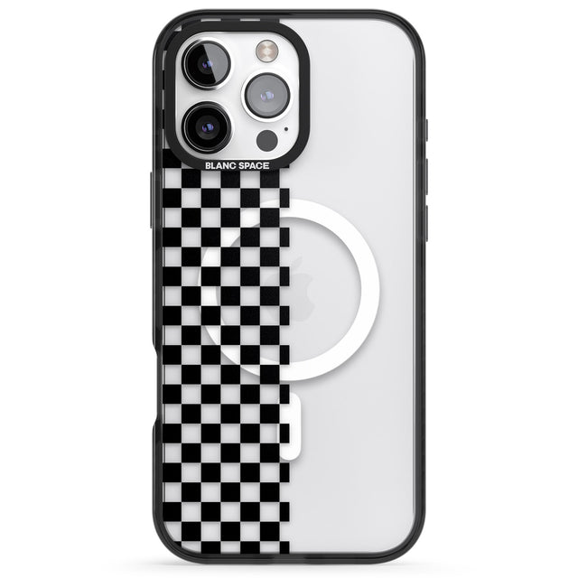 iPhone 16 Pro Max Checker: Half Black Check on Clear Black Impact Phone Case