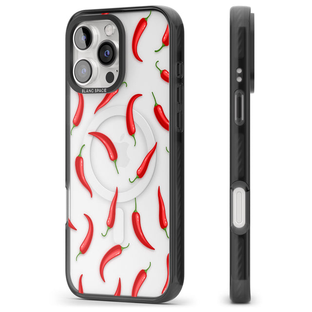 iPhone 16 Pro Max Chilli Pattern Black Impact Phone Case