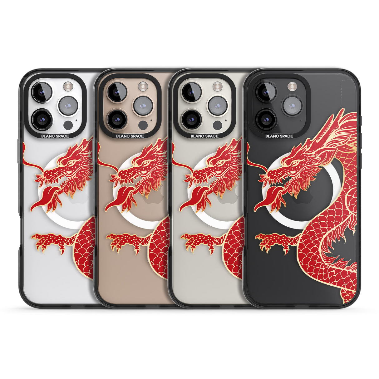 iPhone 16 Pro Max Large Red Dragon Black Impact Phone Case