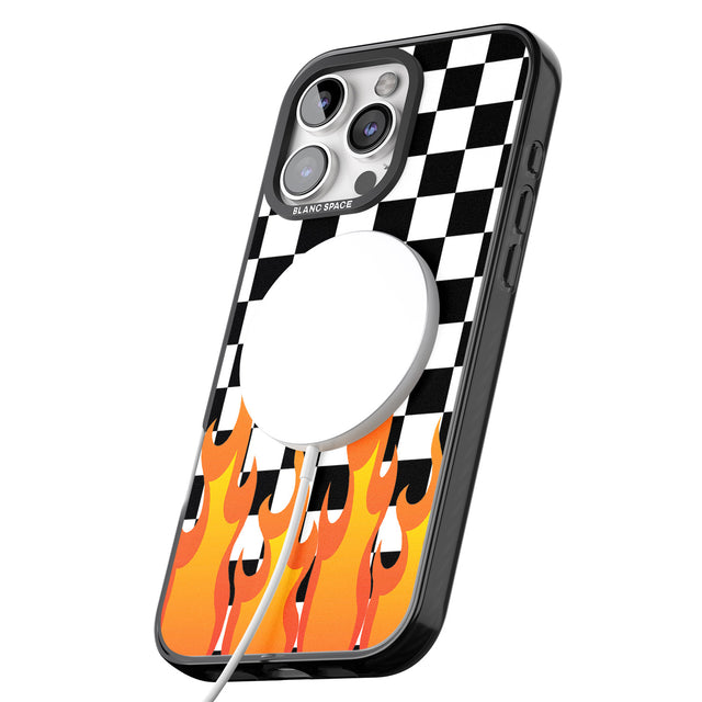 iPhone 16 Pro Max Checkered Fire Black Impact Phone Case