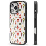 iPhone 16 Pro Max Christmas Baubles Pattern Black Impact Phone Case