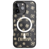 iPhone 16 Pro Max Christmas Snowflake Pattern Black Impact Phone Case