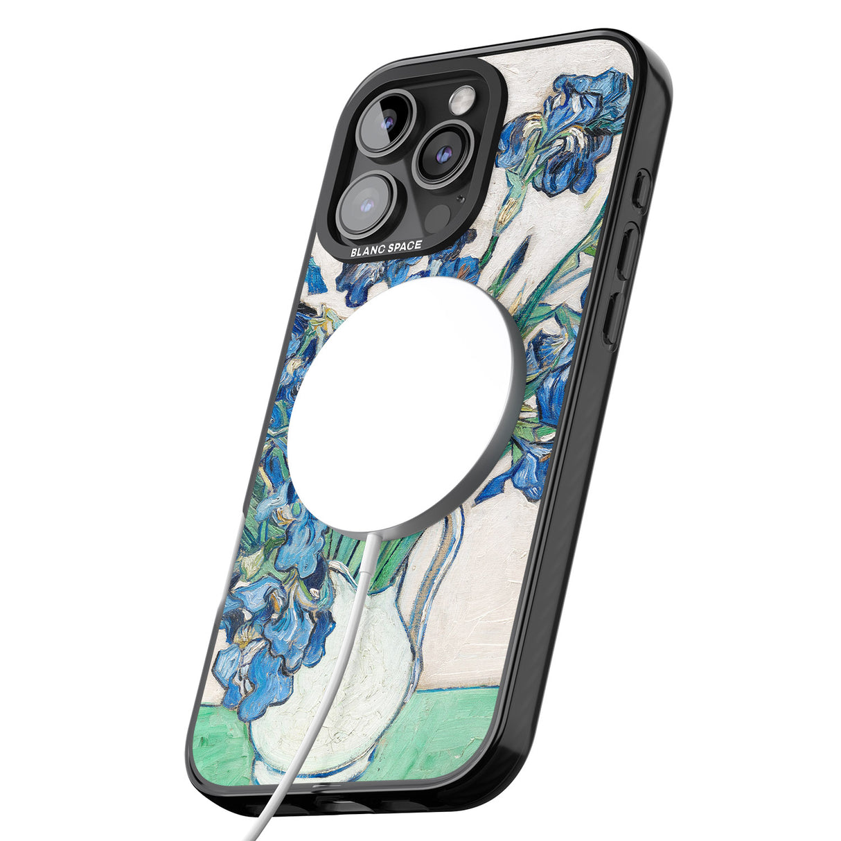 iPhone 16 Pro Max Irises by Vincent Van Gogh Black Impact Phone Case