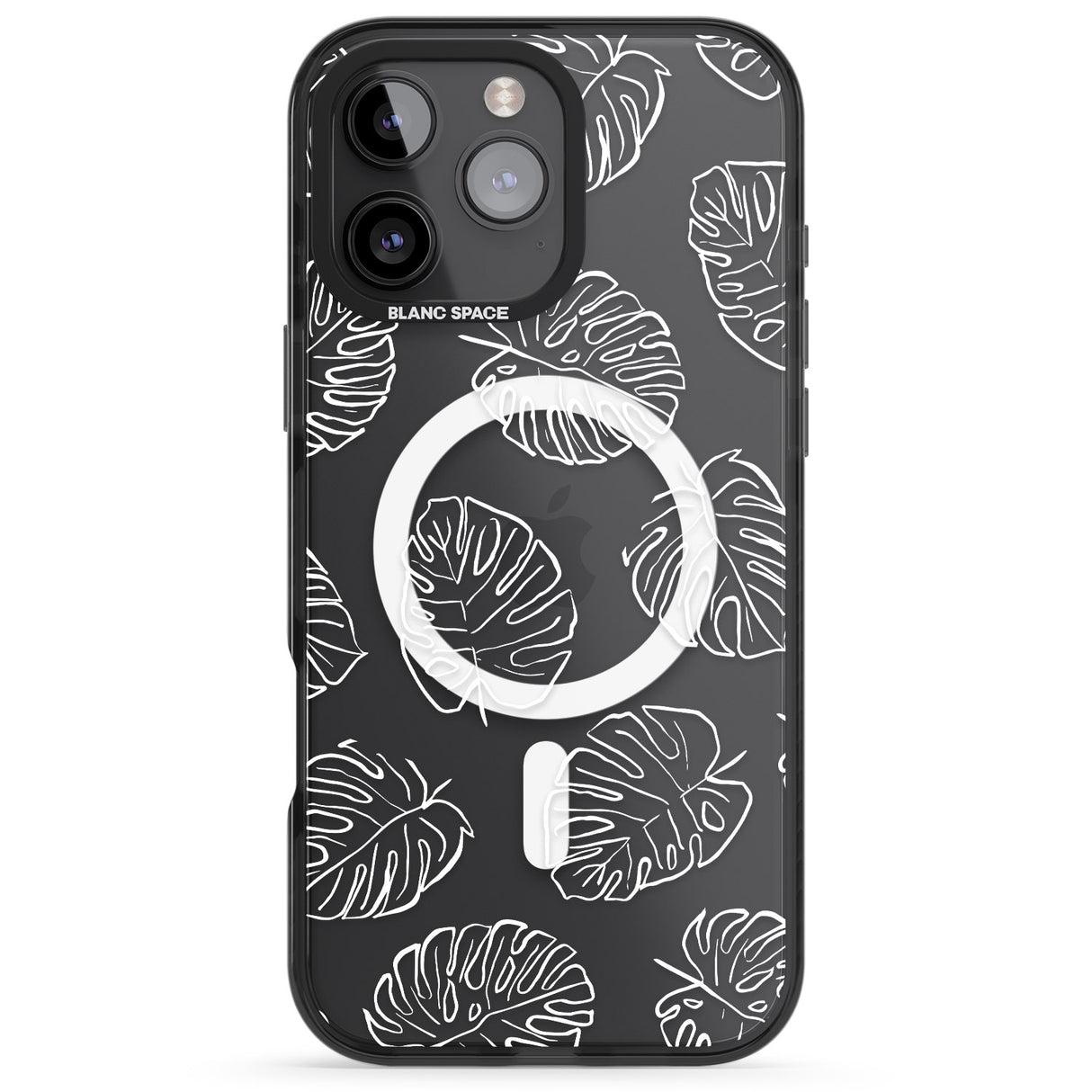 iPhone 16 Pro Max Monstera Leaves Black Impact Phone Case