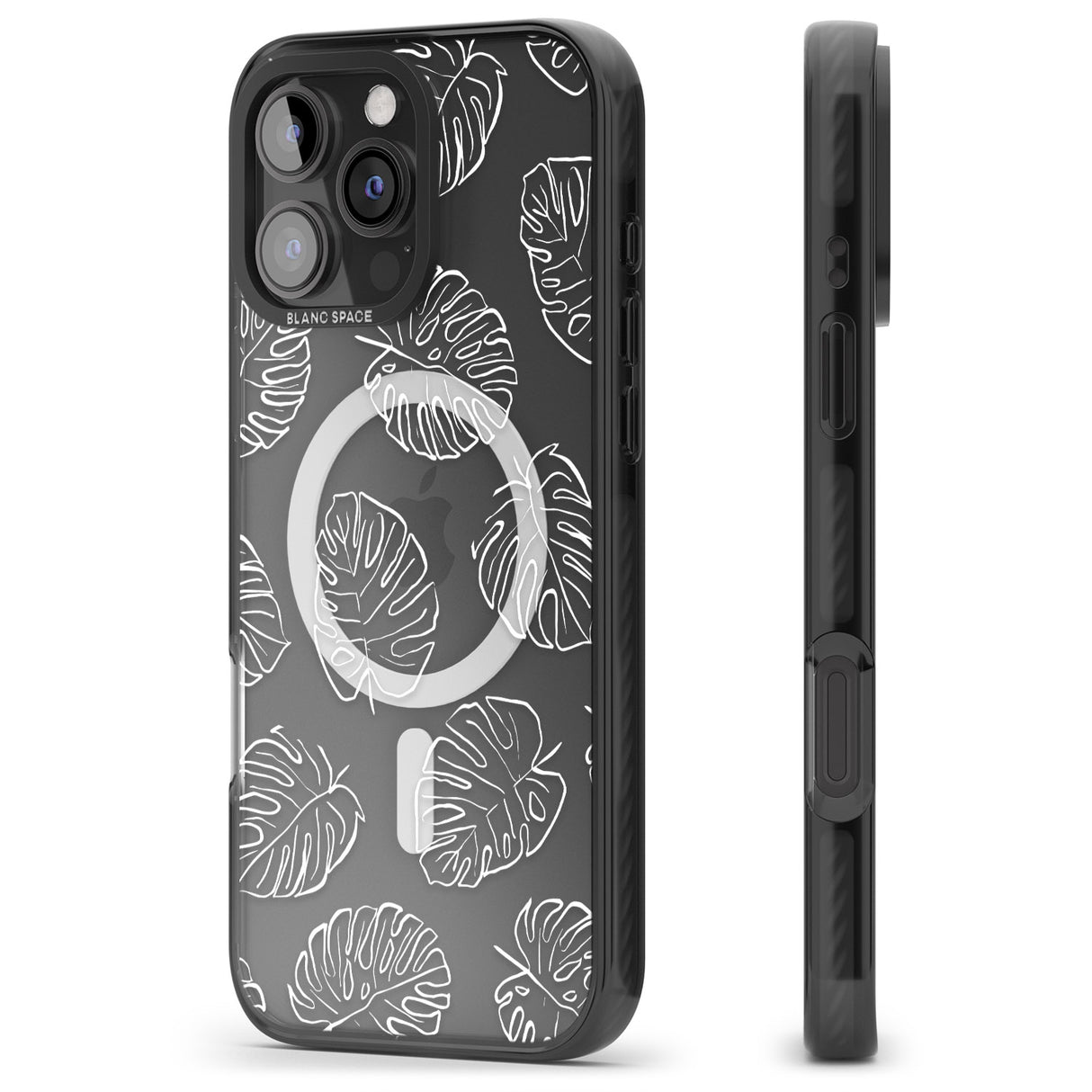 iPhone 16 Pro Max Monstera Leaves Black Impact Phone Case