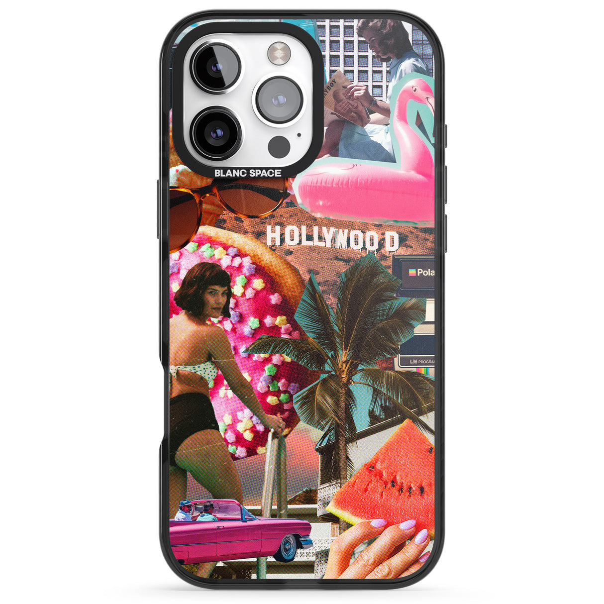 iPhone 16 Pro Max Vintage Collage: Hollywood Mix Black Impact Phone Case