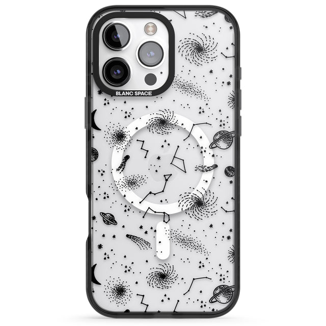 iPhone 16 Pro Max Mixed Galaxy Pattern Black Impact Phone Case