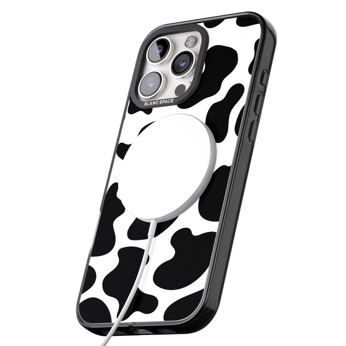 iPhone 16 Pro Max Cow Print Black Impact Phone Case