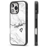 iPhone 16 Pro Max White Marble Black Impact Phone Case