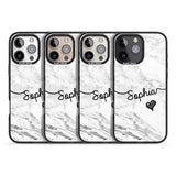 iPhone 16 Pro Max White Marble Black Impact Phone Case