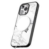 iPhone 16 Pro Max White Marble Black Impact Phone Case