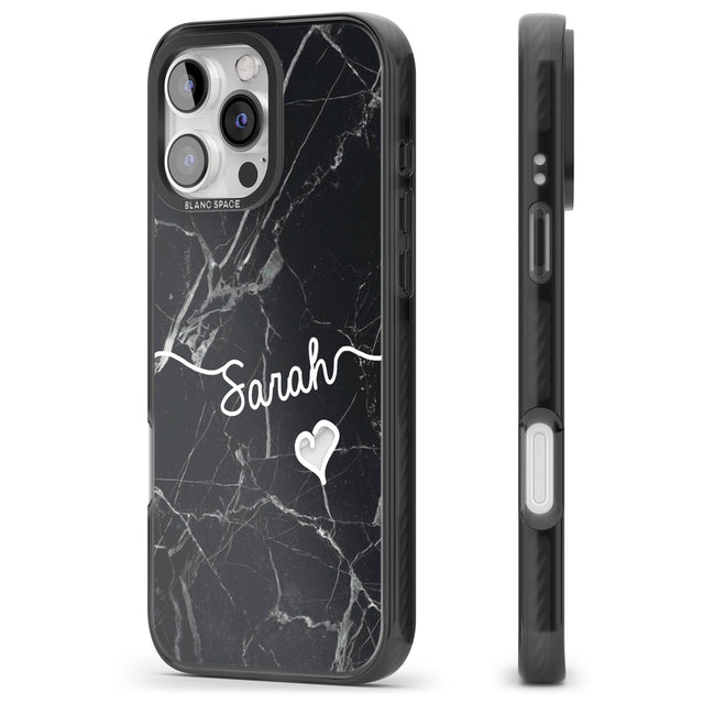 iPhone 16 Pro Max Black Marble Black Impact Phone Case