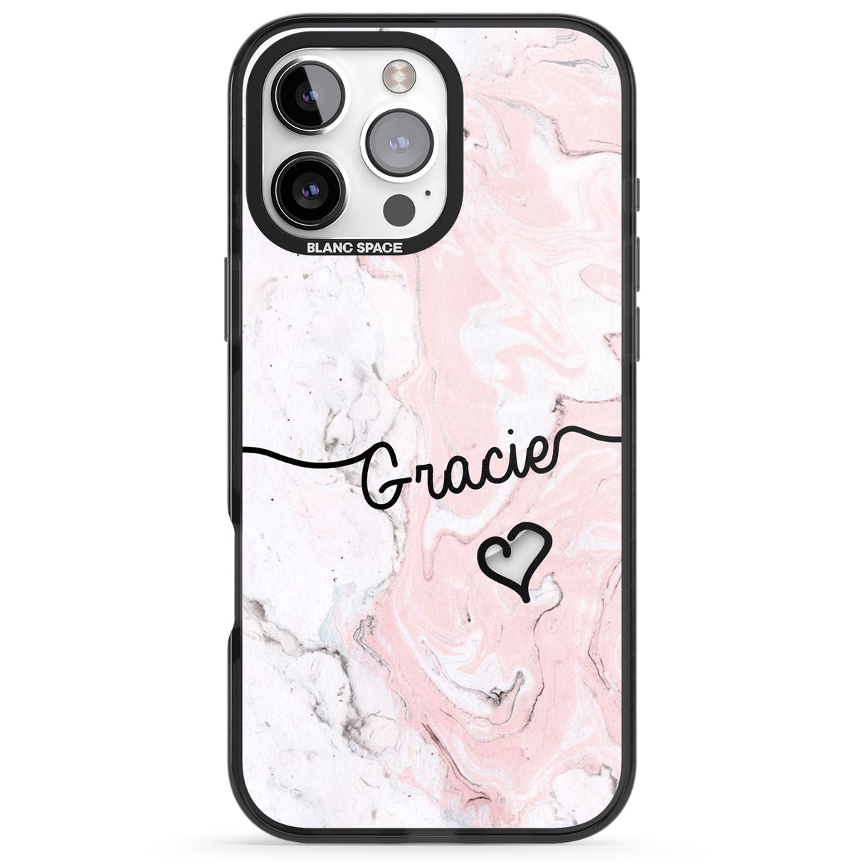 iPhone 16 Pro Max Pink Marble Black Impact Phone Case