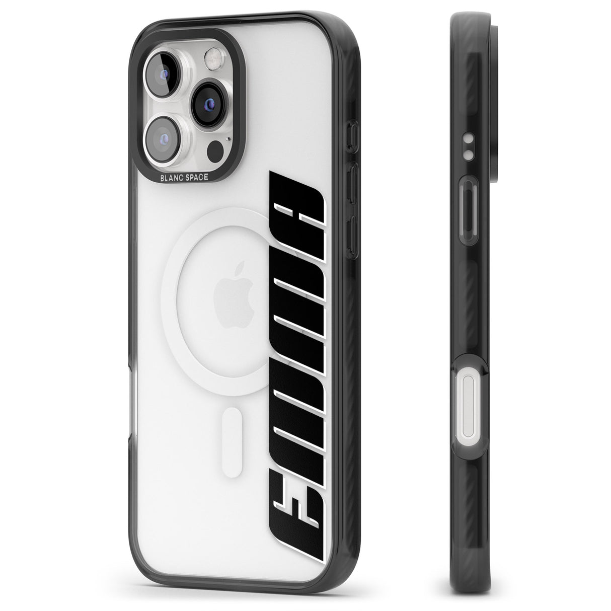 iPhone 16 Pro Max Personalised Clear Text 4A Black Impact Phone Case