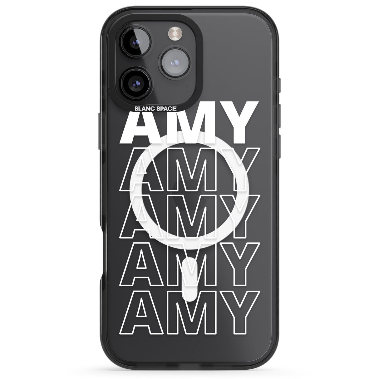 iPhone 16 Pro Max Personalised Clear Text 5C Black Impact Phone Case