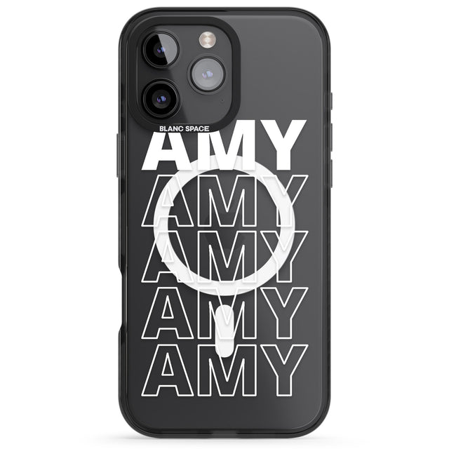 iPhone 16 Pro Max Personalised Clear Text 5C Black Impact Phone Case