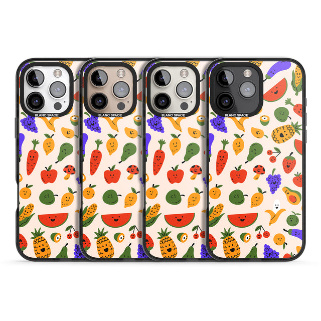 iPhone 16 Pro Max Mixed Kawaii Food Icons - Solid Black Impact Phone Case