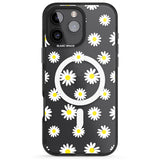 iPhone 16 Pro Max White Daisy Pattern (Clear) Black Impact Phone Case