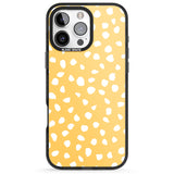 iPhone 16 Pro Max White on Yellow Dalmatian Polka Dot Spots Black Impact Phone Case