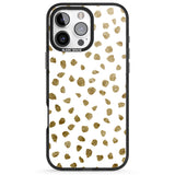 iPhone 16 Pro Max Gold Look on White Dalmatian Polka Dot Spots Black Impact Phone Case