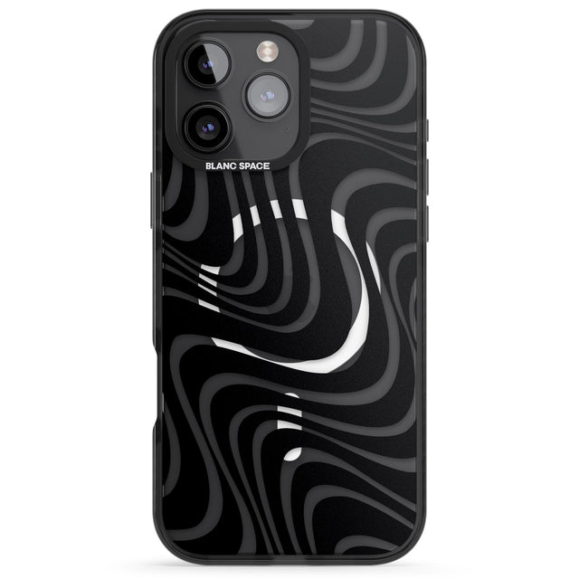 iPhone 16 Pro Max Abstract Waves Black Impact Phone Case