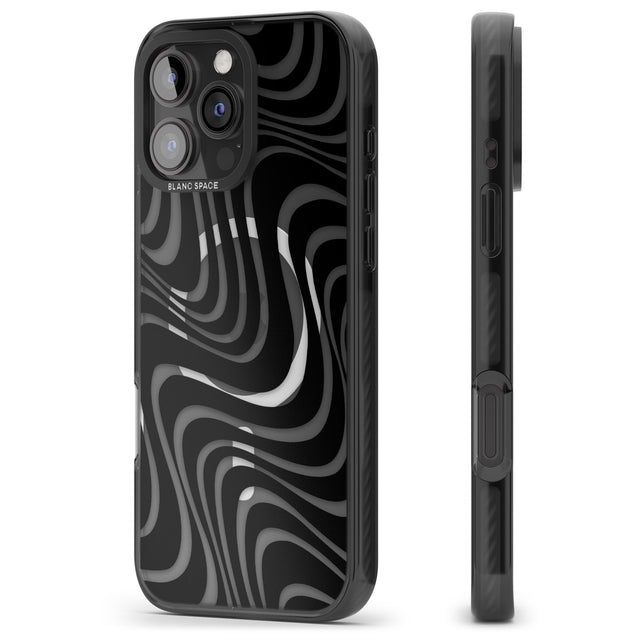 iPhone 16 Pro Max Abstract Waves Black Impact Phone Case