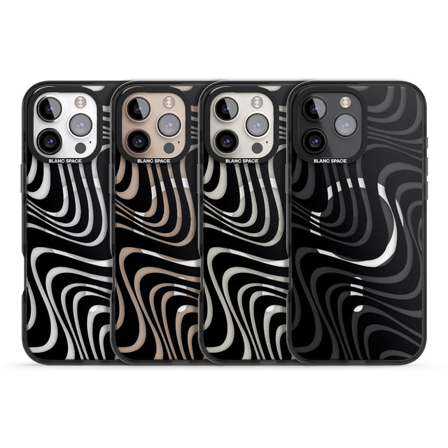 iPhone 16 Pro Max Abstract Waves Black Impact Phone Case