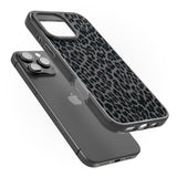 iPhone 16 Pro Max Dark Animal Print Pattern Small Leopard Black Impact Phone Case