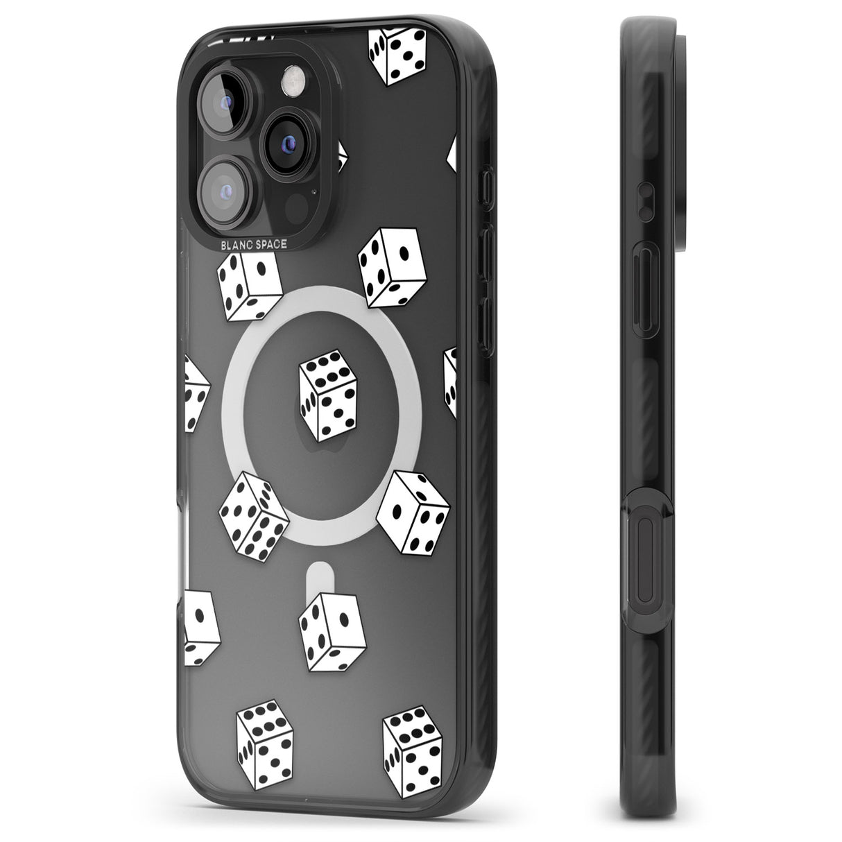 iPhone 16 Pro Max Clear Dice Pattern Black Impact Phone Case