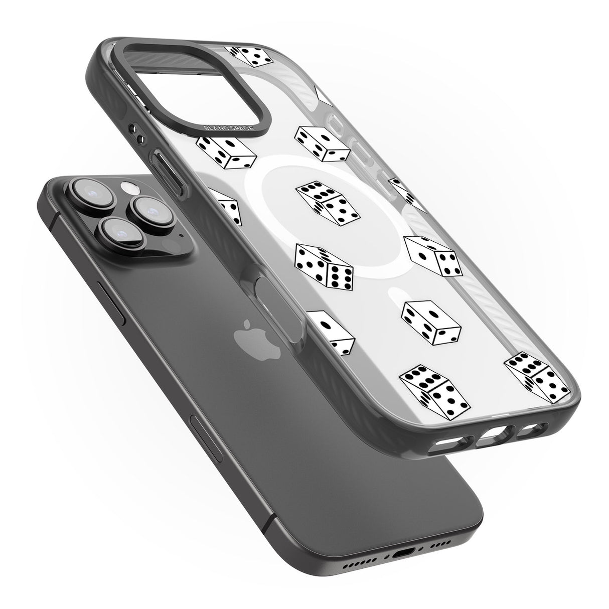 iPhone 16 Pro Max Clear Dice Pattern Black Impact Phone Case