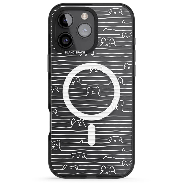 iPhone 16 Pro Max Dog Line Art - White Black Impact Phone Case