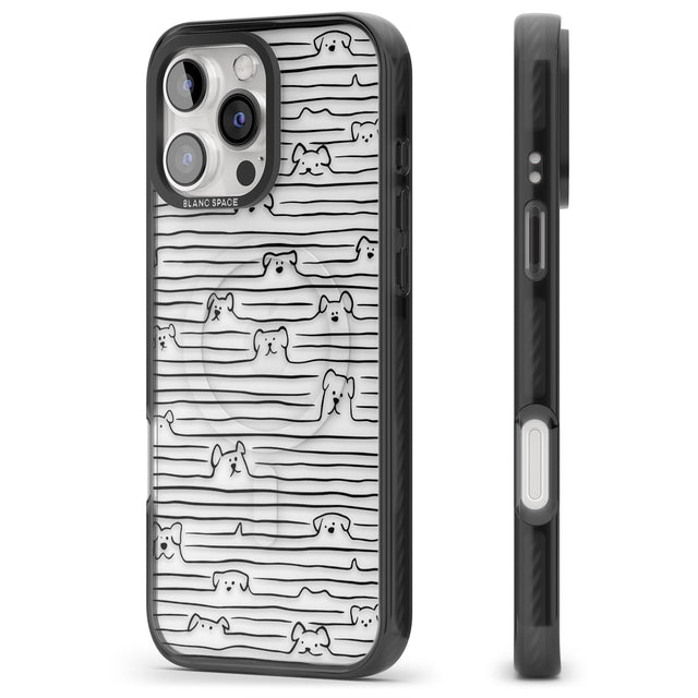 iPhone 16 Pro Max Dog Line Art - Black Black Impact Phone Case