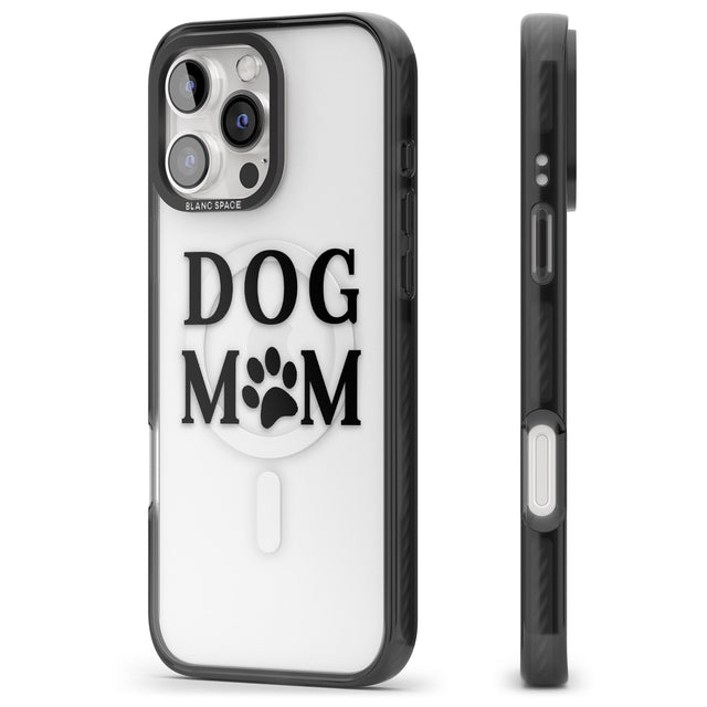 iPhone 16 Pro Max Dog Mom Paw Print Black Impact Phone Case