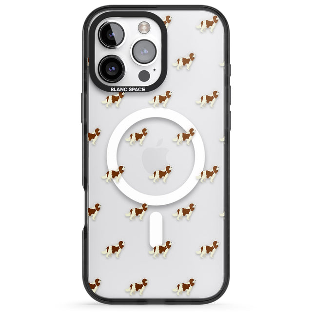 iPhone 16 Pro Max Cavalier King Charles Spaniel Pattern Clear Black Impact Phone Case