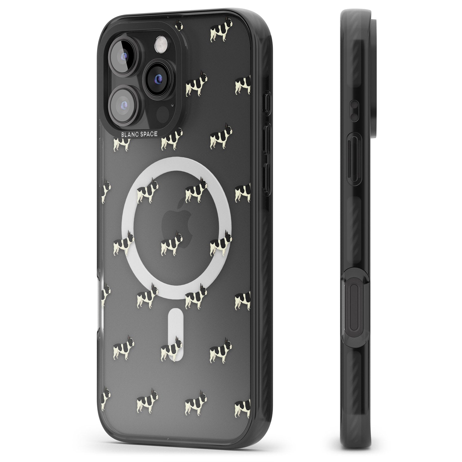 iPhone 16 Pro Max French Bulldog Dog Pattern Clear Black Impact Phone Case