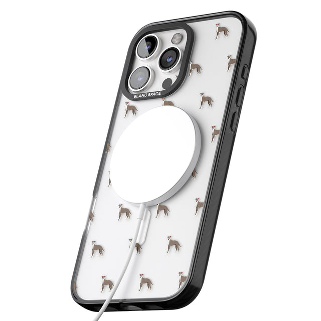 iPhone 16 Pro Max Whippet/Italian Greyhound Dog Pattern Clear Black Impact Phone Case